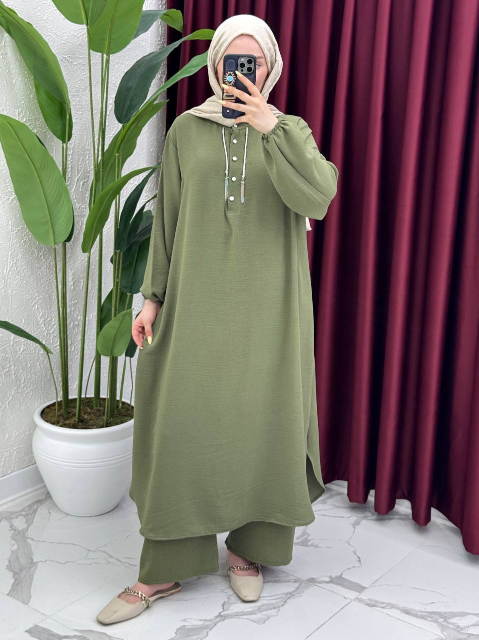 Ensemble Perla en Tissu crêpe froissé
