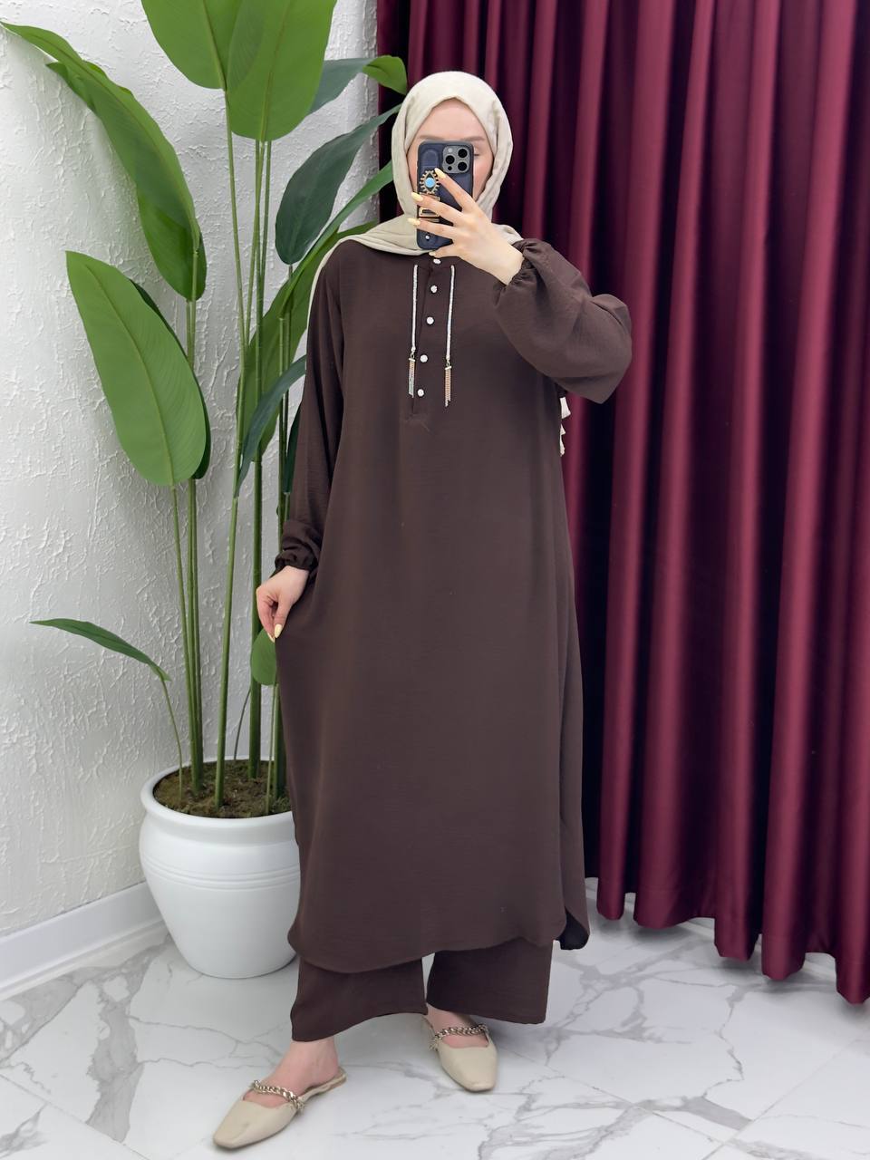 Ensemble Perla en Tissu crêpe froissé